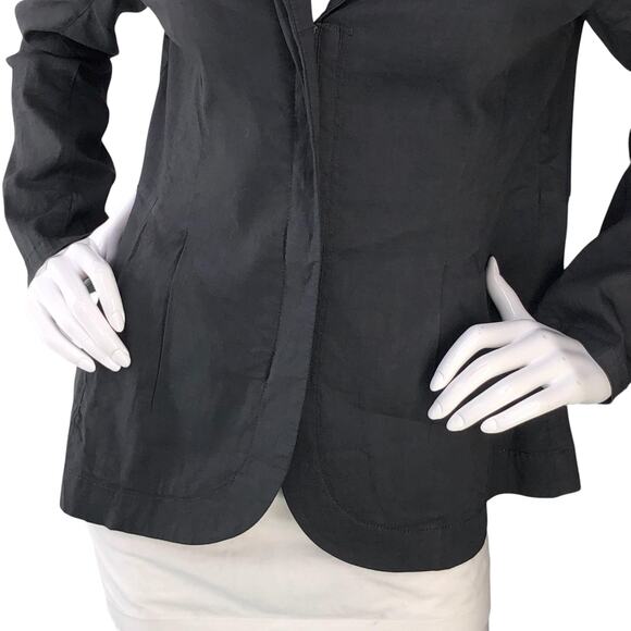 Eileen Fisher Blazer Womens M Charcoal Linen Blend Lightweight Jacket Stretch - Picture 3 of 14